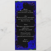 Elegante Goth Blue Rozen Trouwmenu Menu (Voorkant)