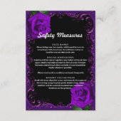 Elegante Goth Purperen Rozen Veiligheidsmaatregele Informatiekaartje (Voorkant)