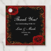 Elegante goth rode rozen bedankjes labels (Voorkant)