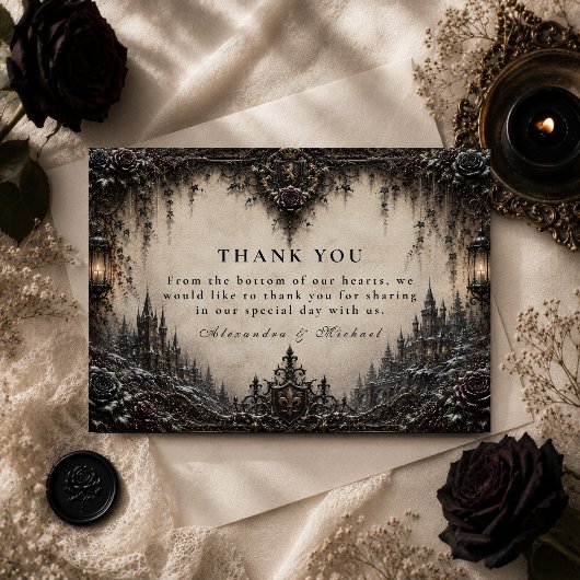 Elegante Goth Winterhuwelijk Bedankkaart