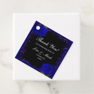 Elegante Gothic Blauwe Rozen Bedankjes Labels