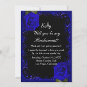 Elegante Gothic Blauwe Rozen Bruidsmeisje Kaart (Voorkant)
