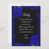 Elegante Gothic Blauwe Rozen Maid of Honor Kaart (Voorkant)
