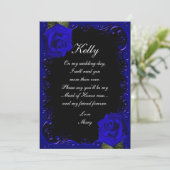 Elegante Gothic Blauwe Rozen Maid of Honor Kaart (Staand voorkant)