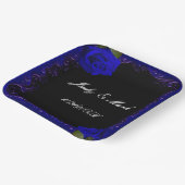 Elegante Gothic Blauwe Rozen Papieren Bordje (Gebogen)