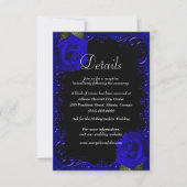 Elegante Gothic Blauwe Rozen Wedding Details Kaart (Voorkant)