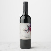 Elegante Gothic Bloemen Waterverf Bruiloft Wijn La Wijn Etiket (Voorkant)