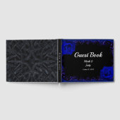 Elegante Gothic Blue Rozen bruiloft gastenboek (Volledig)