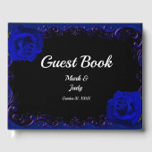 Elegante Gothic Blue Rozen bruiloft gastenboek (Voorkant)