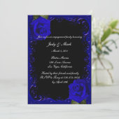 Elegante Gothic Blue Rozen Engagement Party Kaart (Staand voorkant)