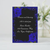 Elegante Gothic Blue Rozen Receptie Kaart (Staand voorkant)