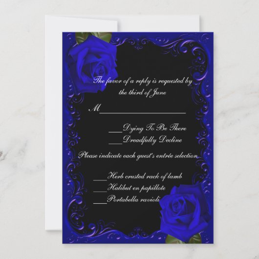 Elegante Gothic Blue Rozen Response Kaart (Voorkant)