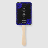 Elegante Gothic Blue Rozen Wedding Program Fans Handwaaier (Achterkant)