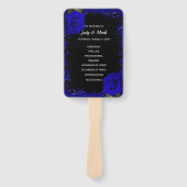 Elegante Gothic Blue Rozen Wedding Program Fans Handwaaier (Voorkant)