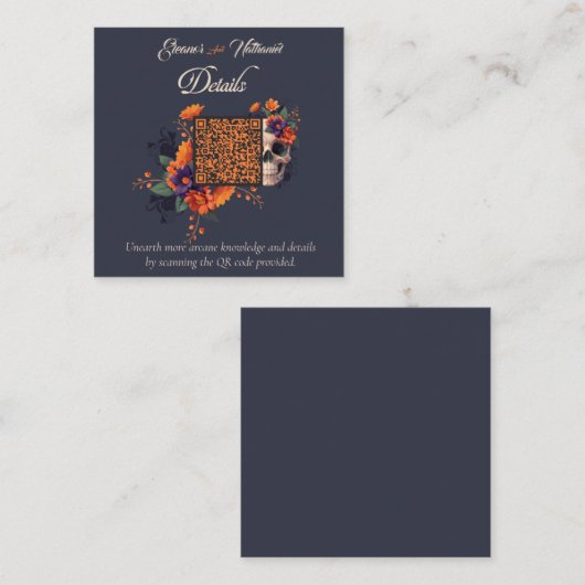 Elegante Gothic Floral Minimal Budget QR Code Deta Informatiekaartje (Voorkant / Achterkant)