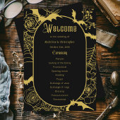 Elegante Gothic Glam Zwart Goud Trouwprogramma Programmakaart