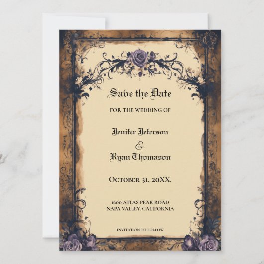 Elegante gothic halloween save the date Uitnodigin Kaart (Voorkant)