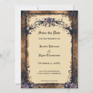 Elegante gothic halloween save the date Uitnodigin Kaart