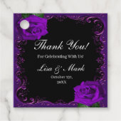 Elegante Gothic Paarse Rozen Bedankjes Labels (Voorkant)