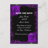 Elegante Gothic Paarse Rozen Bewaar de datum Informatiekaartje (Voorkant)