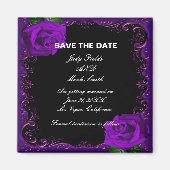 Elegante Gothic Paarse Rozen Bewaar de datum Magneet (Voorkant)