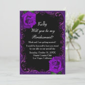 Elegante Gothic Paarse Rozen Bruidsmeisje Kaart (Staand voorkant)