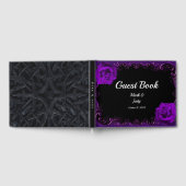 Elegante Gothic Paarse Rozen bruiloft gastenboek (Volledig)