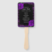 Elegante Gothic Paarse Rozen bruiloft programma fa Handwaaier (Voorkant)