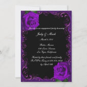 Elegante Gothic Paarse Rozen Engagement Party Kaart (Voorkant)