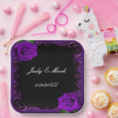 Elegante Gothic Paarse Rozen Papieren Bordje (Feest)