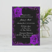 Elegante Gothic Paarse Rozen repetitie diner Kaart (Staand voorkant)