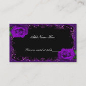 Elegante Gothic Paarse Rozen Tafel Plaats Kaart Plaatskaartje (Voorkant)