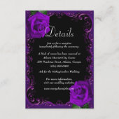 Elegante Gothic Paarse Rozen Trouwdetails Informatiekaartje (Voorkant)