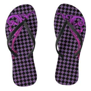 Elegante Gothic Paarse Swirl Design Flip Flips Teenslippers