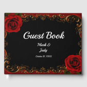 Elegante Gothic Red Roses bruiloft gastenboek (Voorkant)