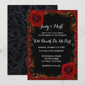 Elegante Gothic Red Roses bruiloft Kaart (Voorkant / Achterkant)