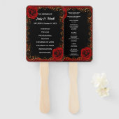 Elegante Gothic Red Roses bruiloft programma fans Handwaaier (Voorkant en achterkant)