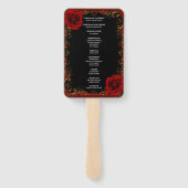Elegante Gothic Red Roses bruiloft programma fans Handwaaier (Achterkant)