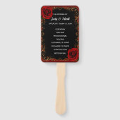 Elegante Gothic Red Roses bruiloft programma fans Handwaaier (Voorkant)