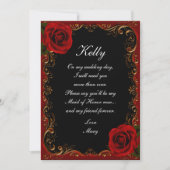 Elegante Gothic Red Roses Maid of Honor Kaart (Voorkant)