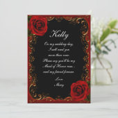 Elegante Gothic Red Roses Maid of Honor Kaart (Staand voorkant)