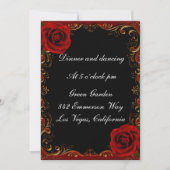 Elegante Gothic Red Roses Receptie Kaart (Voorkant)