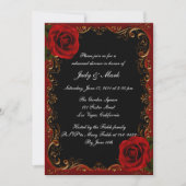 Elegante Gothic Red Roses repetitie diner Kaart (Voorkant)