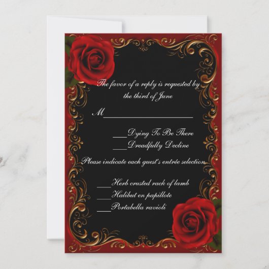 Elegante Gothic Red Roses Respons Kaart (Voorkant)