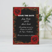 Elegante Gothic Red Roses Save The Date Kaart (Staand voorkant)
