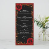 Elegante Gothic Red Roses Wedding Menu (Staand voorkant)