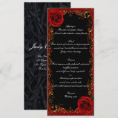 Elegante Gothic Red Roses Wedding Menu (Voorkant / Achterkant)