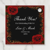 Elegante Gothic rode rozen Bedankjes Labels (Achterkant)