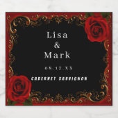 Elegante Gothic rode rozen wijnlabels Sparkling Wijnetiket (Enkel label)