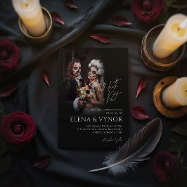 Elegante Gothic Till Death foto bruiloft uitnodigi Kaart